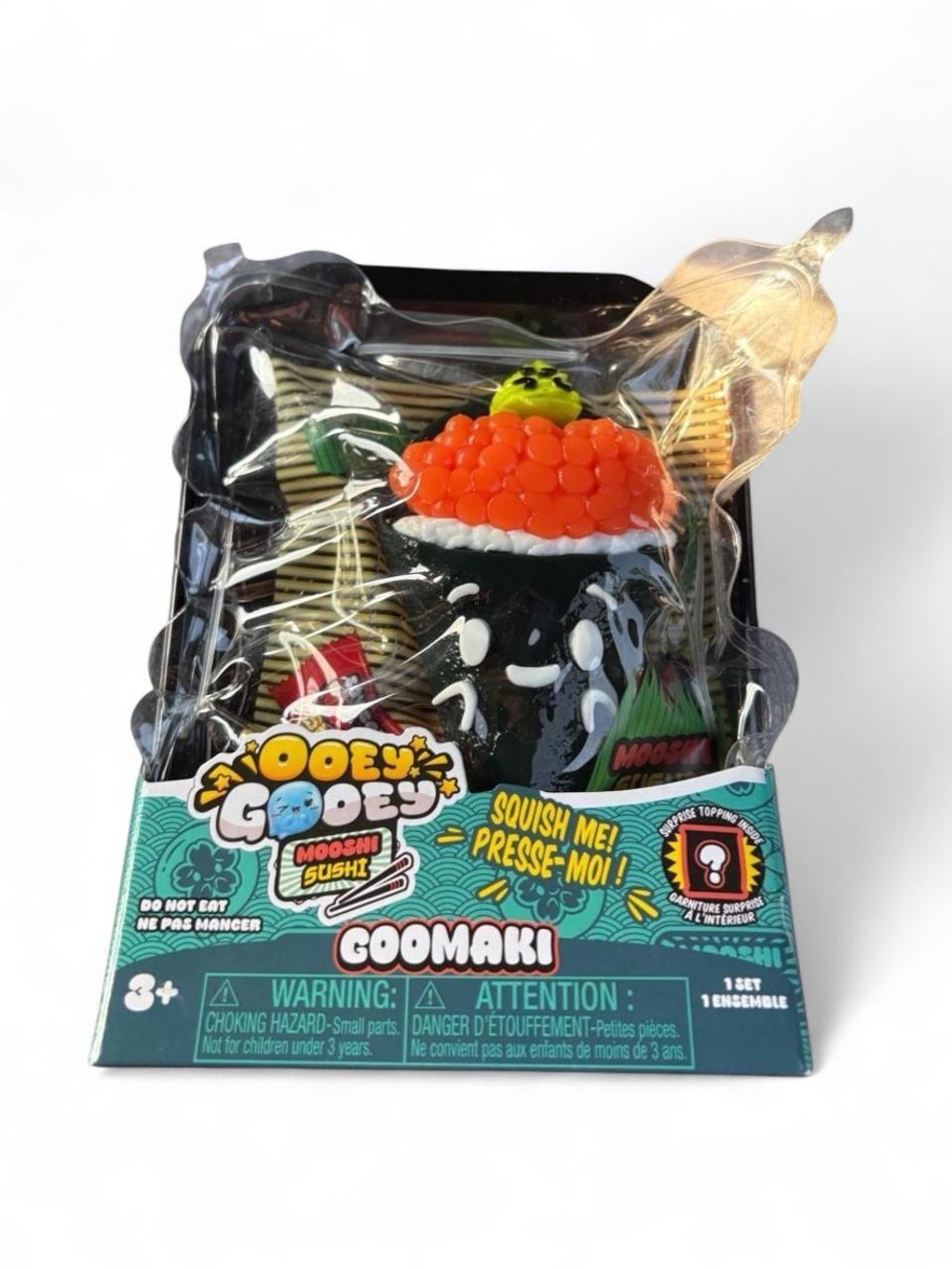 Mooshi Sushi Goomaki Squishy Toy - Black, Orange, Green